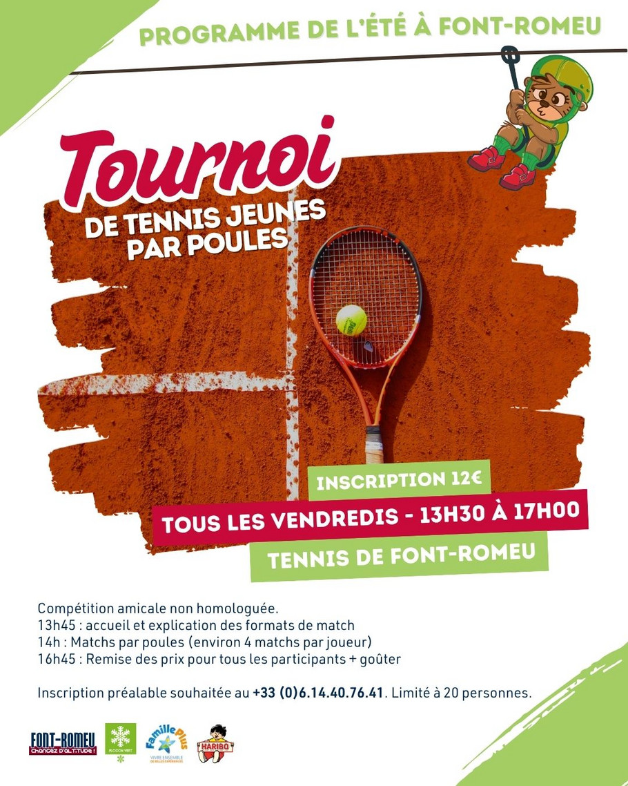 semaine 1 et 2 juillet ✅ Mairie Font-Romeu - Animation Été - Posts IG - Tennis jeunes
